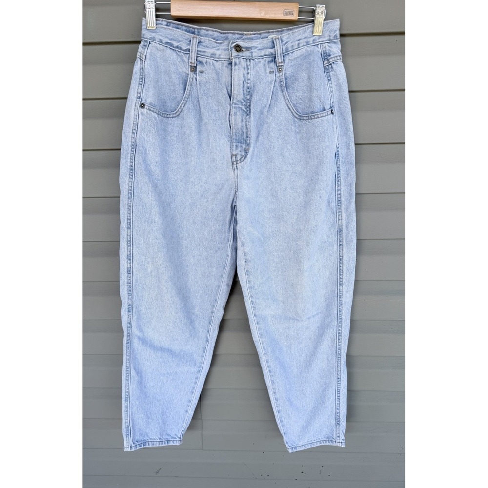 Brittania Mom Jeans Womens 14 Petite Blue Light Wash Pleated Vintage 90s Denim
